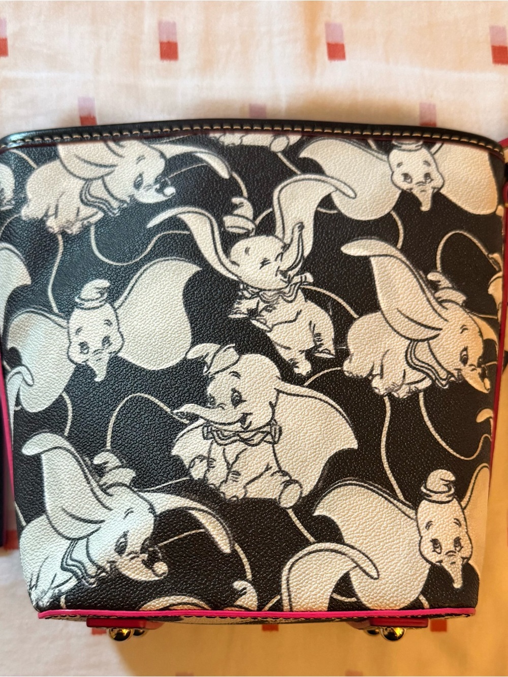 Dooney & Bourke Black & White Dumbo Crossbody with Pink Trim - Picture 3 of 3